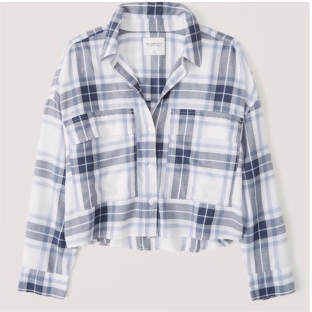 A&F Plaid Crop Button Down Shirt (M)